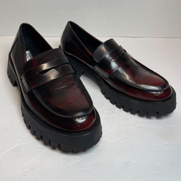 NWOB Steve Madden Lolo Burgundy  Chunky Sole Penny Loafers | Size 8M | - Picture 1 of 6